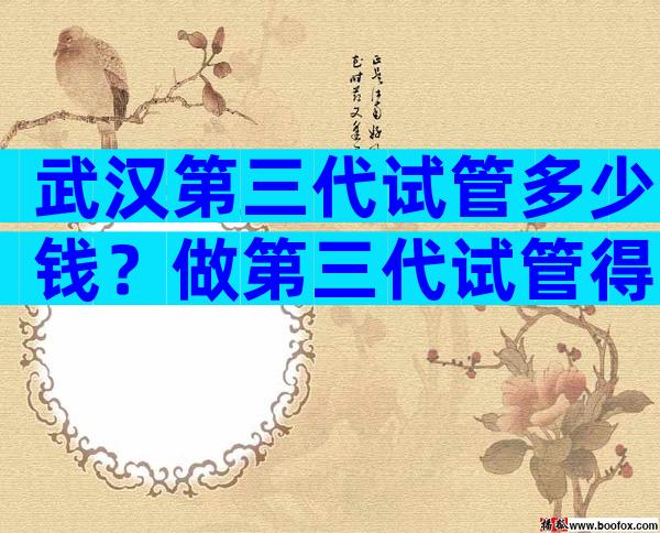 武汉第三代试管多少钱？做第三代试管得多少钱