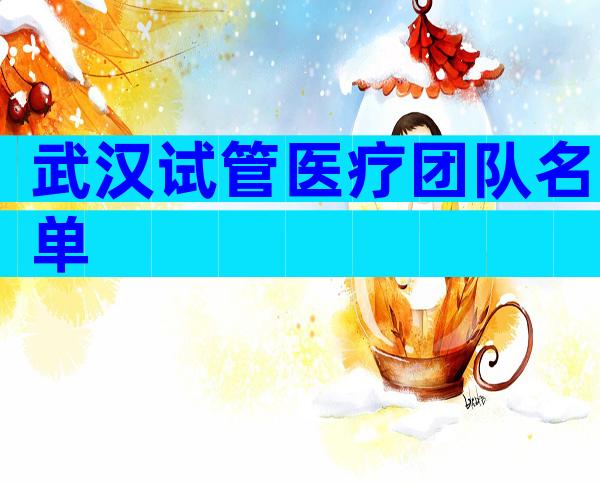 武汉试管医疗团队名单