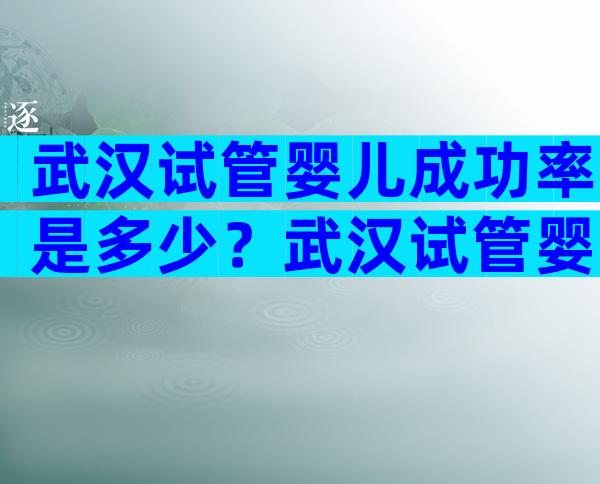 武汉试管婴儿成功率是多少？武汉试管婴儿医院排名