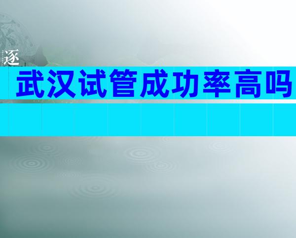 武汉试管成功率高吗