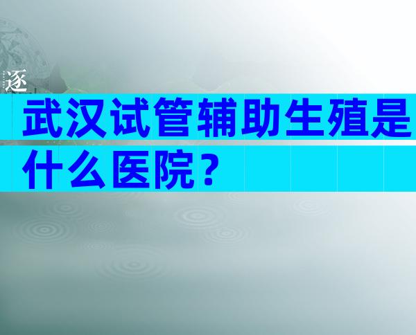 武汉试管辅助生殖是什么医院？