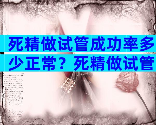 死精做试管成功率多少正常？死精做试管婴儿能成功吗？