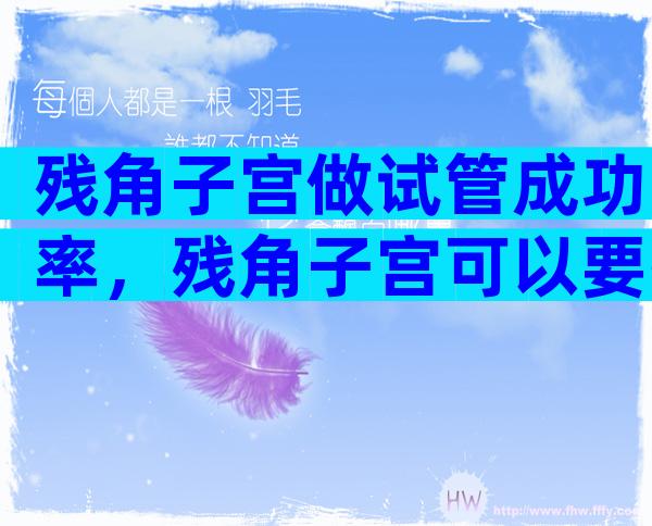 残角子宫做试管成功率，残角子宫可以要孩子吗？