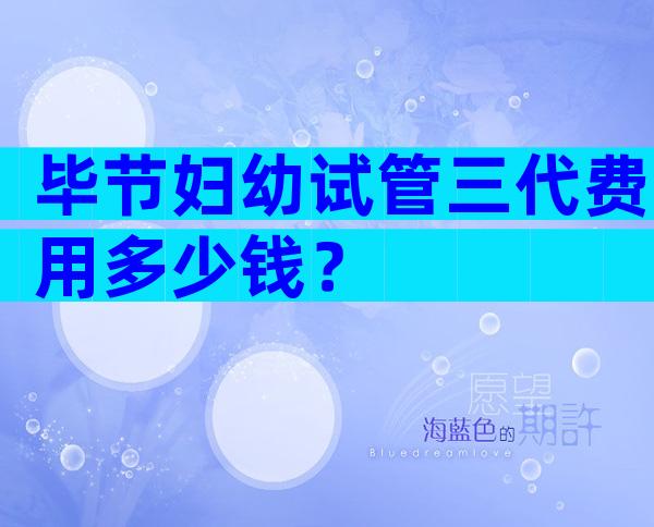 毕节妇幼试管三代费用多少钱？