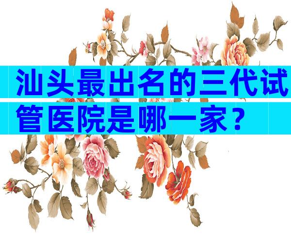 汕头最出名的三代试管医院是哪一家？