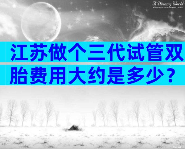 江苏做个三代试管双胎费用大约是多少？