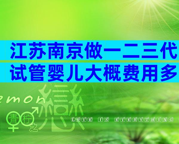 江苏南京做一二三代试管婴儿大概费用多少？试管婴儿条件