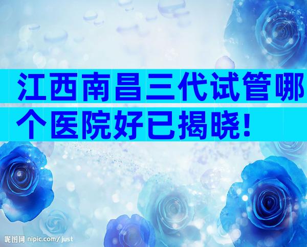 江西南昌三代试管哪个医院好已揭晓!