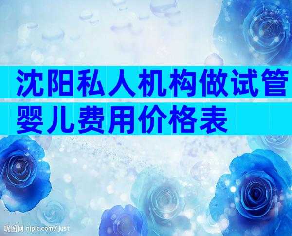 沈阳私人机构做试管婴儿费用价格表
