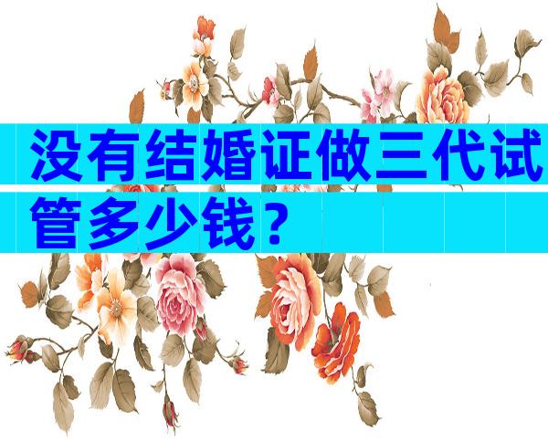 没有结婚证做三代试管多少钱？