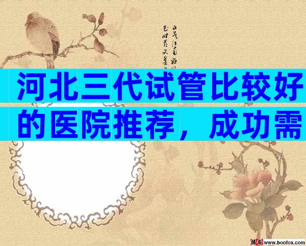 河北三代试管比较好的医院推荐，成功需要多少成本