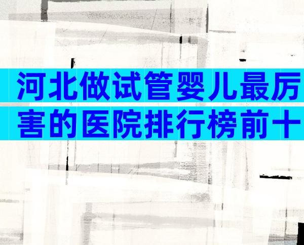 河北做试管婴儿最厉害的医院排行榜前十