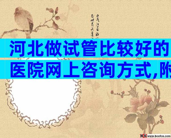 河北做试管比较好的医院网上咨询方式,附上费用和成功率