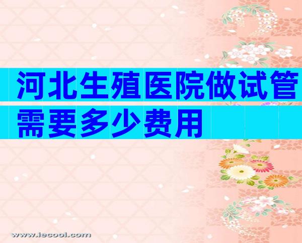 河北生殖医院做试管需要多少费用
