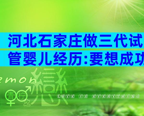 河北石家庄做三代试管婴儿经历:要想成功必做的五件事!