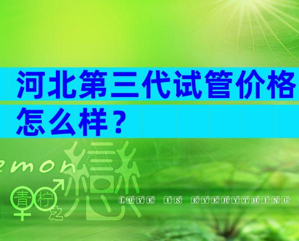 河北第三代试管价格怎么样？