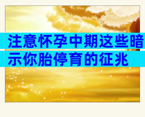 注意怀孕中期这些暗示你胎停育的征兆