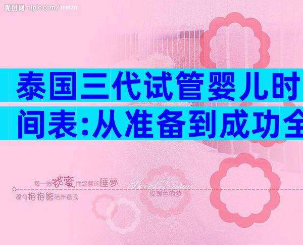 泰国三代试管婴儿时间表:从准备到成功全程揭秘!