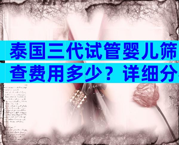 泰国三代试管婴儿筛查费用多少？详细分析！