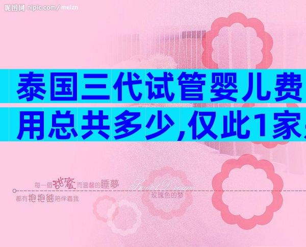 泰国三代试管婴儿费用总共多少,仅此1家别无他选