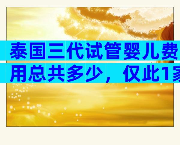 泰国三代试管婴儿费用总共多少，仅此1家别无他选
