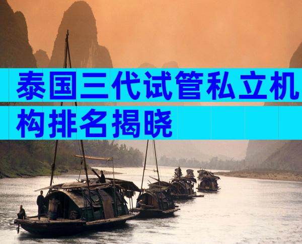 泰国三代试管私立机构排名揭晓