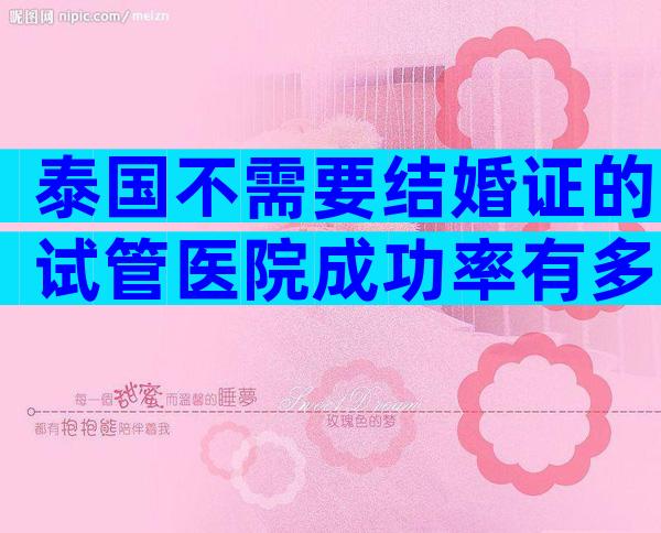 泰国不需要结婚证的试管医院成功率有多高