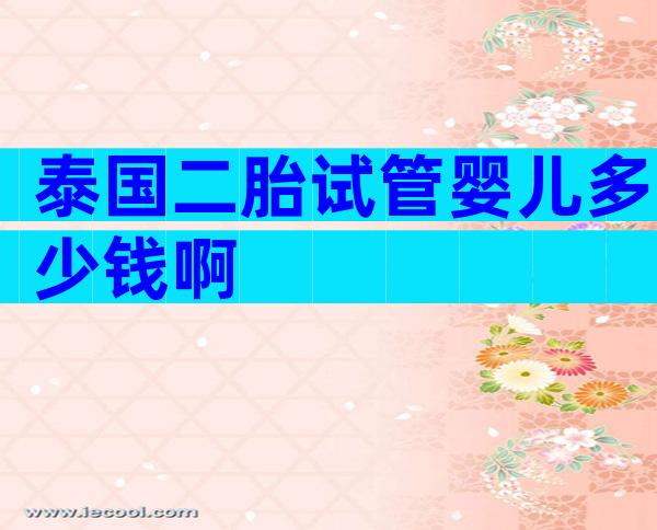 泰国二胎试管婴儿多少钱啊
