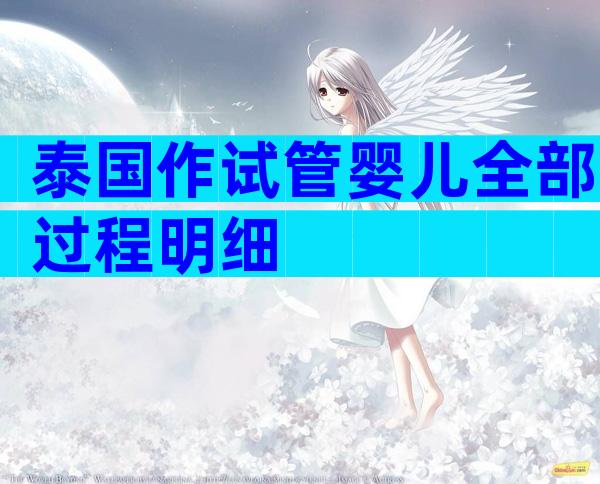 泰国作试管婴儿全部过程明细