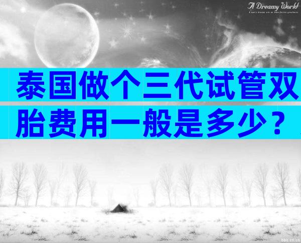 泰国做个三代试管双胎费用一般是多少？这里为您具体分析！