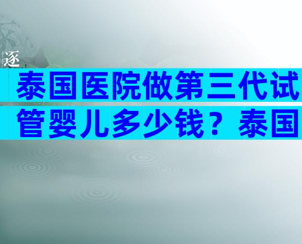 泰国医院做第三代试管婴儿多少钱？泰国医院做第三代试管婴儿多少钱一次？