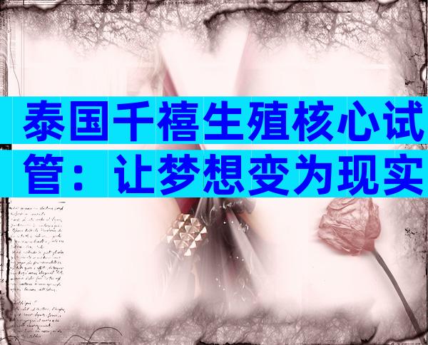 泰国千禧生殖核心试管：让梦想变为现实
