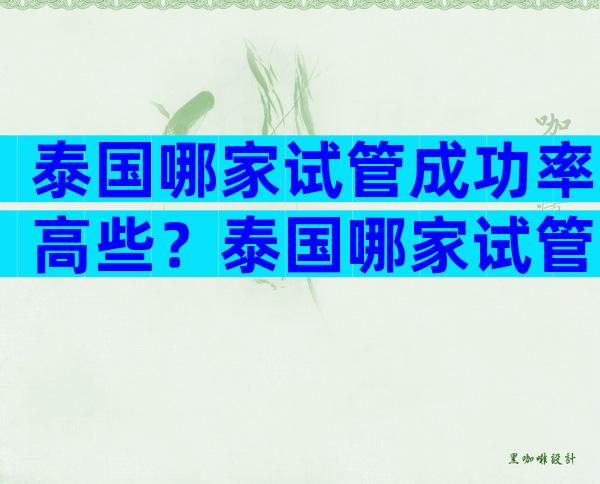 泰国哪家试管成功率高些？泰国哪家试管婴儿比较好？