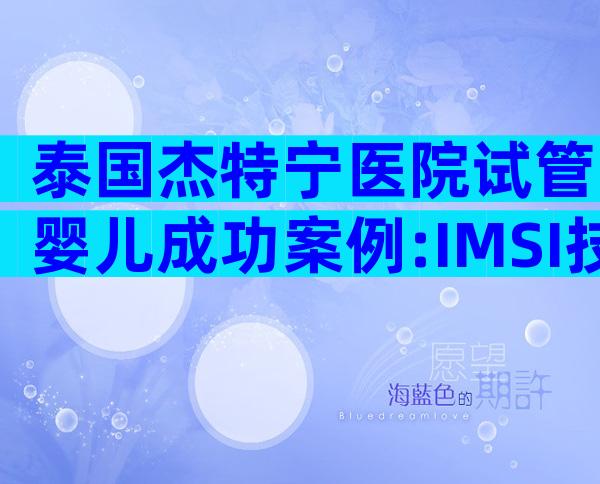 泰国杰特宁医院试管婴儿成功案例:IMSI技术是“功臣”