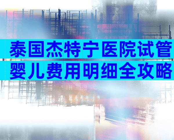 泰国杰特宁医院试管婴儿费用明细全攻略
