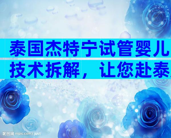 泰国杰特宁试管婴儿技术拆解，让您赴泰旅程不在忧！
