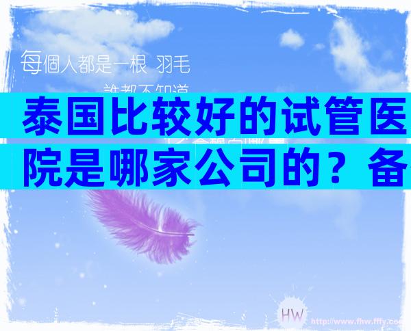 泰国比较好的试管医院是哪家公司的？备孕应该注意哪些