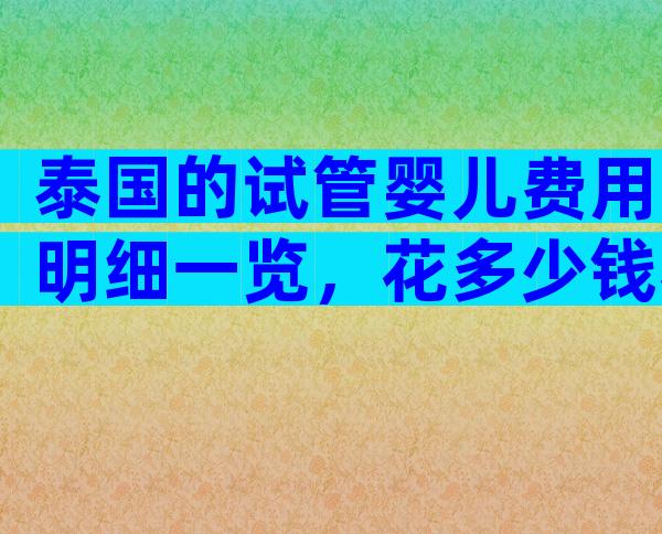 泰国的试管婴儿费用明细一览，花多少钱看完心中有数