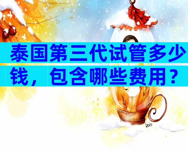 泰国第三代试管多少钱，包含哪些费用？