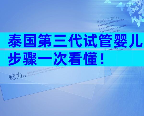 泰国第三代试管婴儿步骤一次看懂！