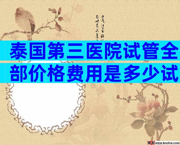泰国第三医院试管全部价格费用是多少试管辅助生殖成功率预估