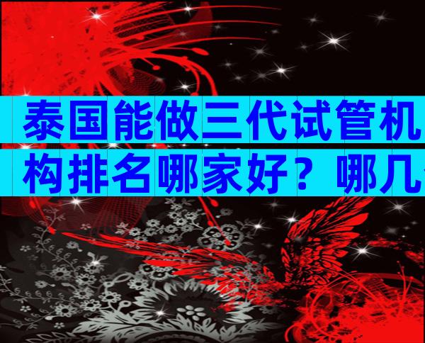 泰国能做三代试管机构排名哪家好？哪几个医院好