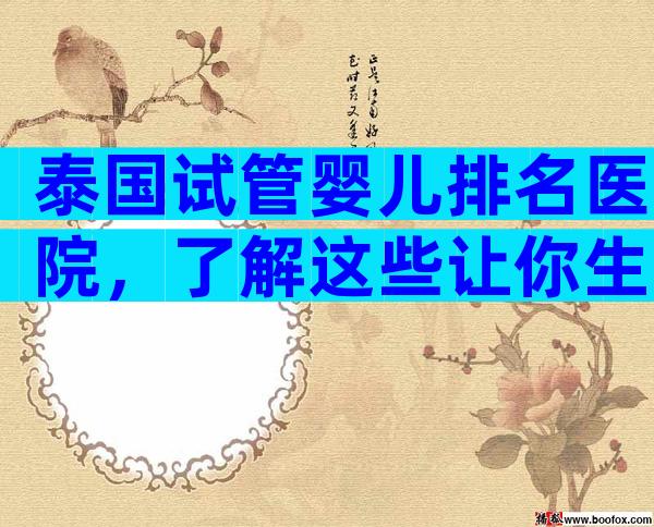 泰国试管婴儿排名医院，了解这些让你生育之路不再迷茫!