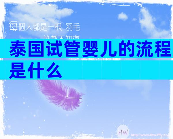 泰国试管婴儿的流程是什么