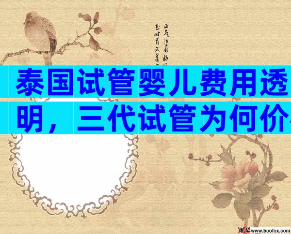 泰国试管婴儿费用透明，三代试管为何价格高？