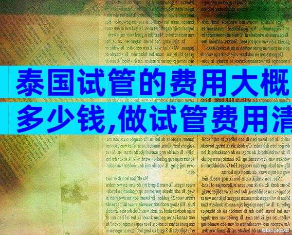 泰国试管的费用大概多少钱,做试管费用清单一览