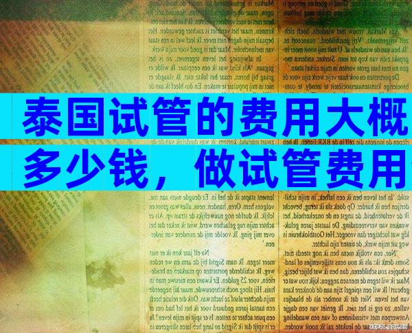 泰国试管的费用大概多少钱，做试管费用清单一览