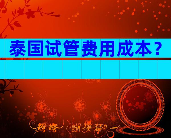 泰国试管费用成本？