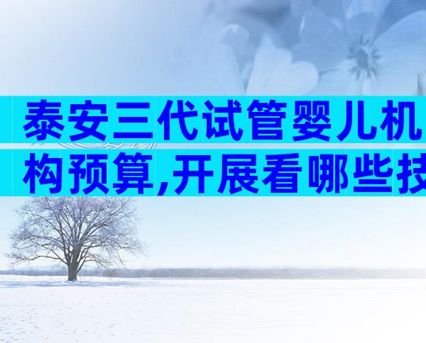 泰安三代试管婴儿机构预算,开展看哪些技术