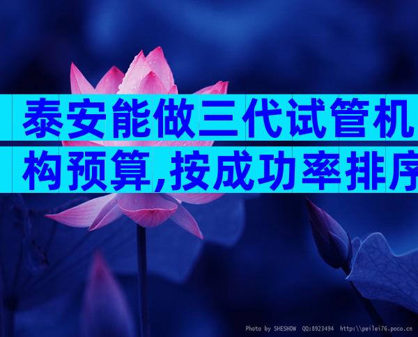 泰安能做三代试管机构预算,按成功率排序